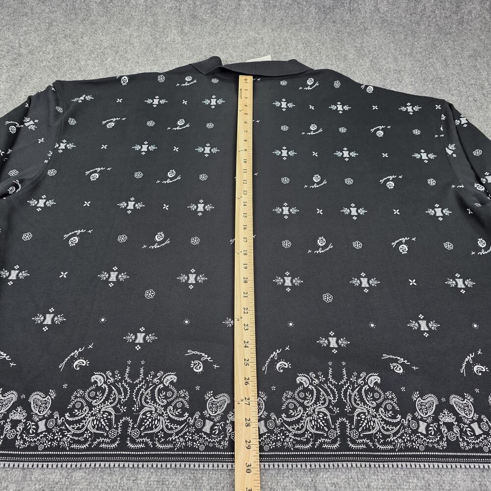 Savage X Fenty Shirt Womens 4X Black Bandana Paisley Long Sleeve Polo Top - Picture 6 of 16